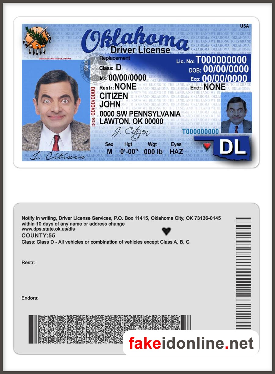Oklahoma Driver License Template